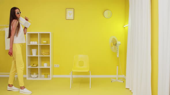 Young Woman Is Dancing and Having Fun Alone alt