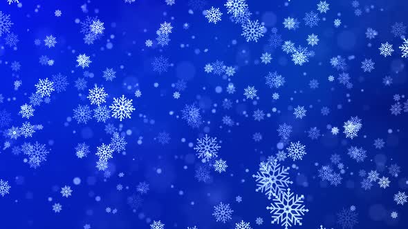 Heavy snowfall, snowflakes in different shapes forms. Snow flakes, snow alt