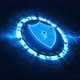 Blue security shield with rotation circle technology abstract background