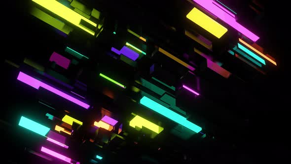 Different Sizes Cubes Network Lighting Multicolor Neon Light Like Night City alt