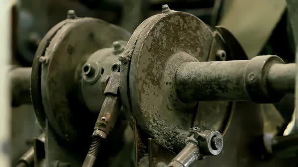 Old Machine at a Toilet Paper Factory. 4K Version.
