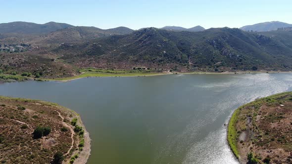 Aerial View of Inland Lake Hodges and Bernardo Mountain, San Diego County, California alt