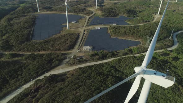 Solar Farm with Windmills. Philippines, Luzon alt