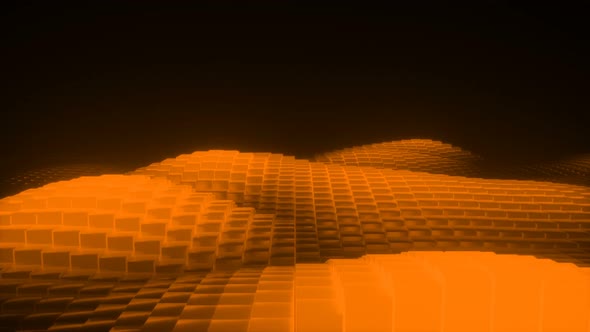 Abstract 3d Glowing Waves From Cubes Orange