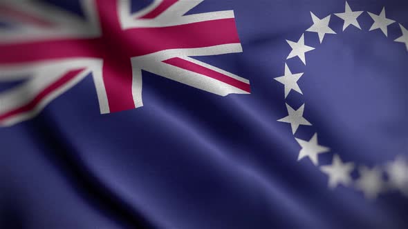 Cook Islands Flag Textured Waving Close Up Background HD