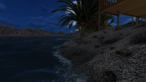 Home garden at night alt