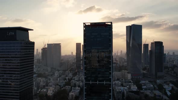 Drone shot of Center of TEL AVIV amazing 4k City View