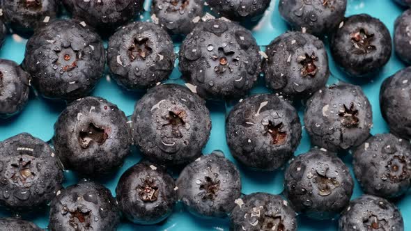 Closeup Top View of Fresh Blueberries in the Water