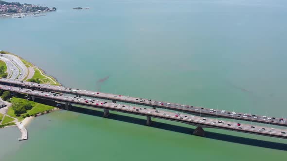 Bridges of Pedro Ivo Campos Colombo Salles (Florianopolis, Brazil) Aerial view alt
