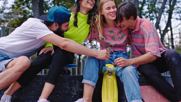 Great Time in a Modern Skate Park Group of Pretty alt