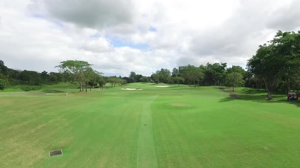 Aerial of Wide Golf Course in Sta. Elena Golf and Country Club, Laguna, Philippines alt