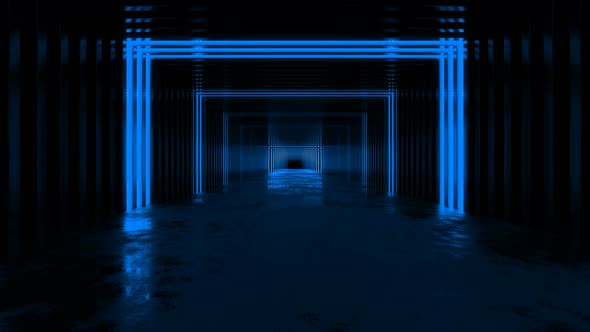 Blue Neon Corridor Loop