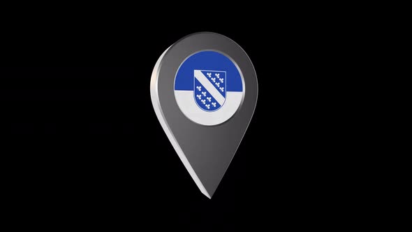 3d Animation Map Navigation Pointer With Flag Of Kassel (Germany) With Alpha Channel - 2K alt