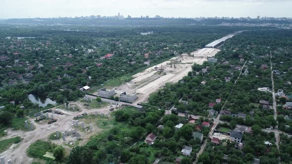 Aerial View of PodolskoVoskresensky Bridge in Kyiv Ukraine