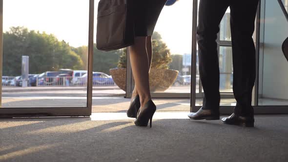 Business People Leave Airport and Walking with Their Luggage at City Street. Unrecognizable Man and alt