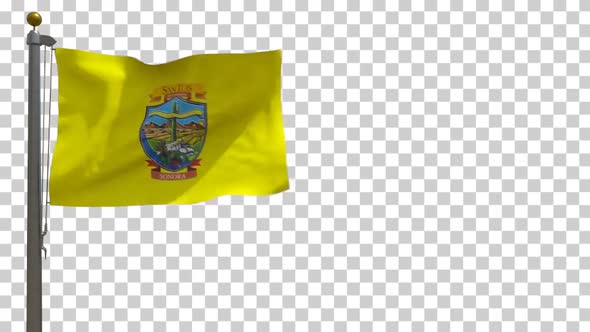 San Luis Rio Colorado City Flag (Mexico) on Flagpole with Alpha Channel - 4K