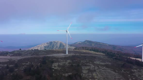 Green Energy Wind Turbines in the Mountains of Turkey alt