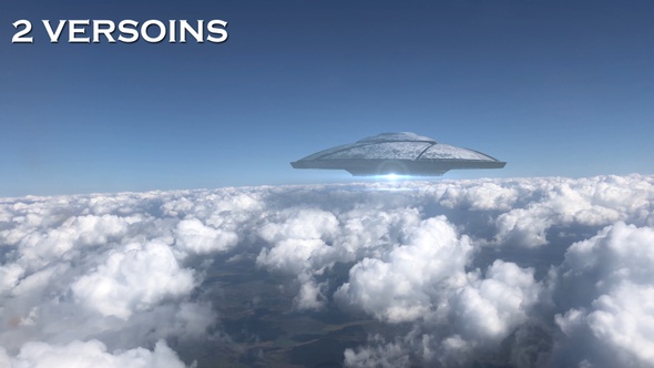 Ufo Flying Saucer hovering over Clouds- 2 Pack alt