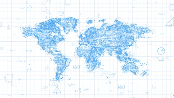 White Abstract Math Global Map 4K