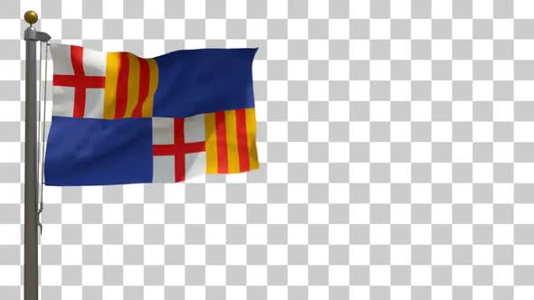 Barceloneta Flag (Puerto Rico) on Flagpole with Alpha Channel alt