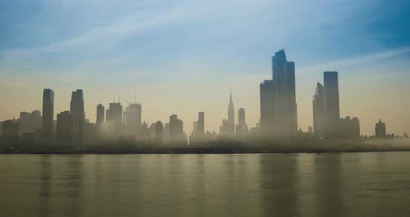 New York City Silhouette with Fog in the Morning