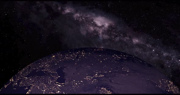 Planet earth in night scene with night city lights from space. 01 alt