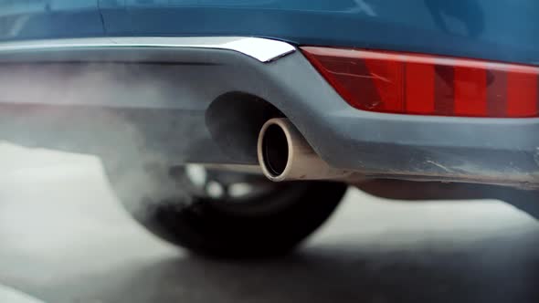 Ecology Problem With Co2 Dioxide Emission Toxic Gas.Car Exhaust Fumes Ecology Pollution.Car Exhaust alt