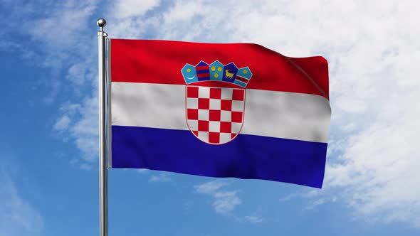 Flag of Croatia with Sky Background alt