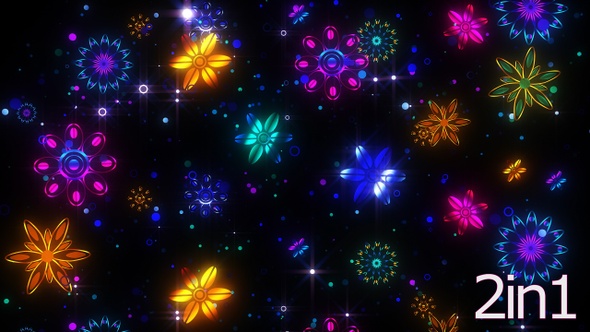 Falling Neon Flowers Particles