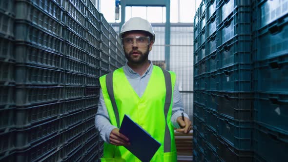 Storage Worker Counting Boxes Preparing Shipment Package Inspecting Delivery alt