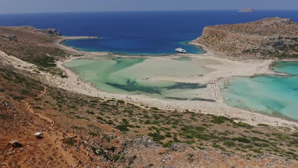 Picturesque Drone Shot of Balos Beach Lagoon in Crete, Greece alt