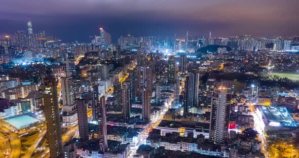 Timelapse of Hong Kong cityscape at night alt