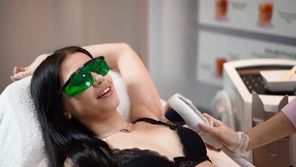  Beautician Doing Armpit Laser Hair Removal Attractive Sexy Woman Beauty Salon alt