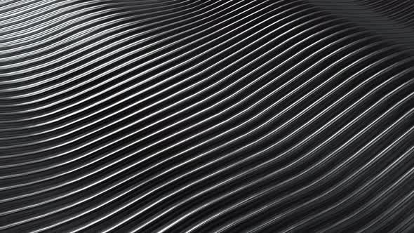 3D rendering closeup abstract black silver and white stripe slicing wavy background