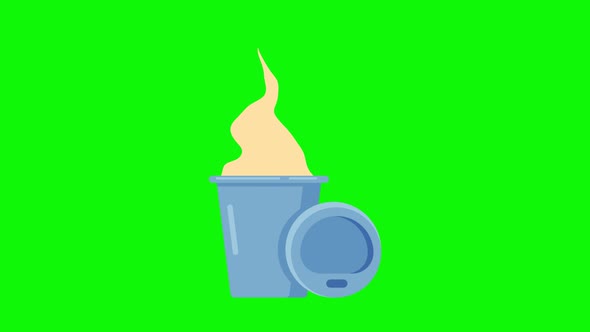 Animation of Coffee cup with natural steam smoke of coffee.