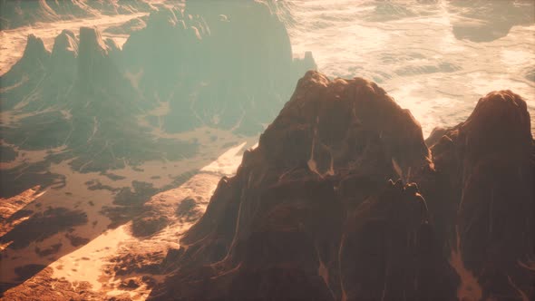 An Aerial Drone Shot of the Red Rocks Canyon alt