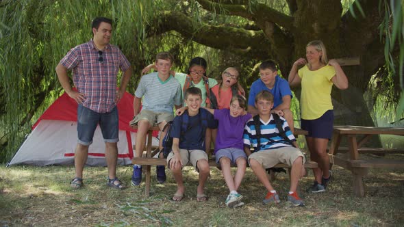 Group photo of kids at summer camp with leaders