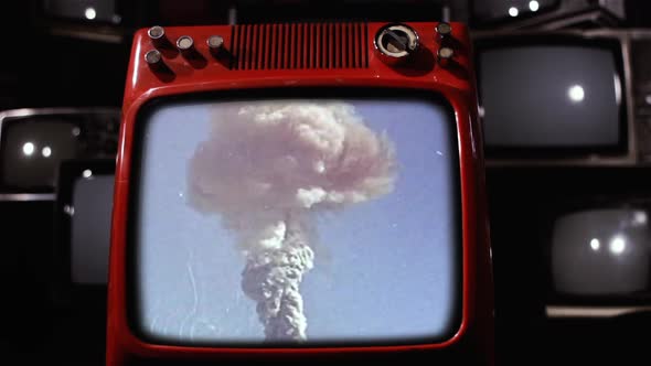 Nuclear Explosion Test on Retro TV Set. alt