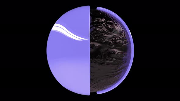 Spinning of futuristic stone ball covered with glossy petals alt