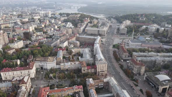 Cityscape of Kyiv, Ukraine. Aerial View, Slow Motion alt