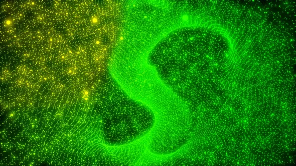 Green Digital Particle Line Animated Motion Graphics Background