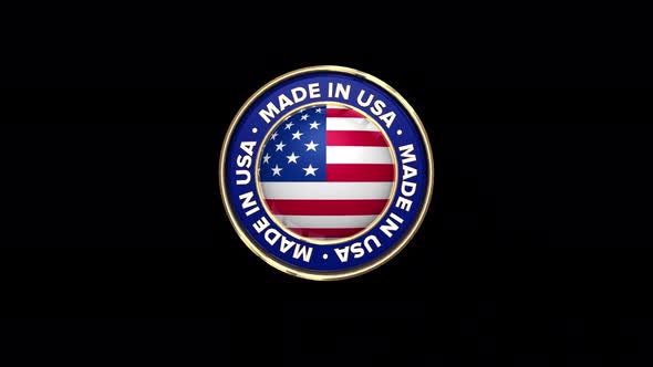 Made in USA Rotating Badge 4K Looping Design Element