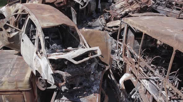 Wardestroyed Cars in Irpin Bucha District Ukraine alt