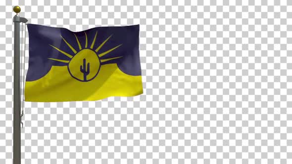 Mesa City Flag (Arizona, USA) on Flagpole with Alpha Channel - 4K alt