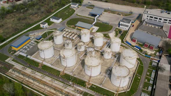 Aerial Footage of Big Fuel Reservoires in Petrol Industrial Zone alt