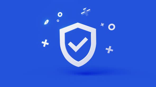 Checkmark 3d Icon on a Simple Blue Background  Seamless Animation Loop alt