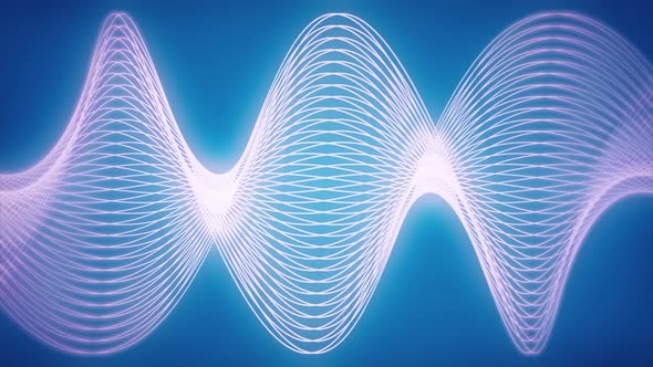 Curved pink soft strings on a blue background alt