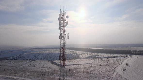 Telecommunication tower in a rural location alt