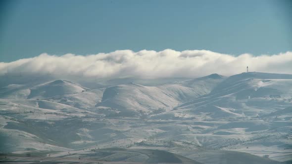 8K Snowy Mountain Hills in Sunny Winter Geography