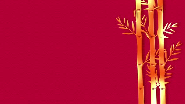 Red Chinese new year background with bamboo trees